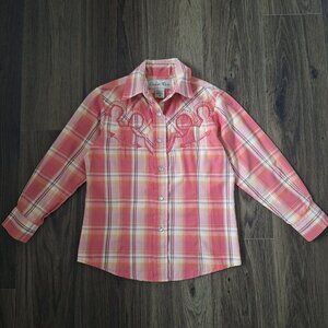 💙 Cedar Rose Girls Western Button Down Shirt Size S Country Coastal Cowgirl Rod